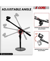 5 Core Desk Microphone Stand • Adjustable Height Extendable Boom Arm • Table Mic Holder w Round Base Mssb