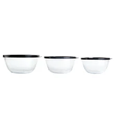 Babish Glass Mixing Bowl Set with Lids, 3-Piece