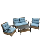 Streamdale Furniture Outdoor Rattan Wicker Sectional Sofa Set with Cushion