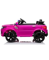 Streamdale Furniture Rose Red Police Ride-On Suv Toy for Kids Ages 3-8 with Megaphone