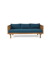 Streamdale Furniture Acacia Wood Daybed with Slat Paneling and Water-Resistant Cushions