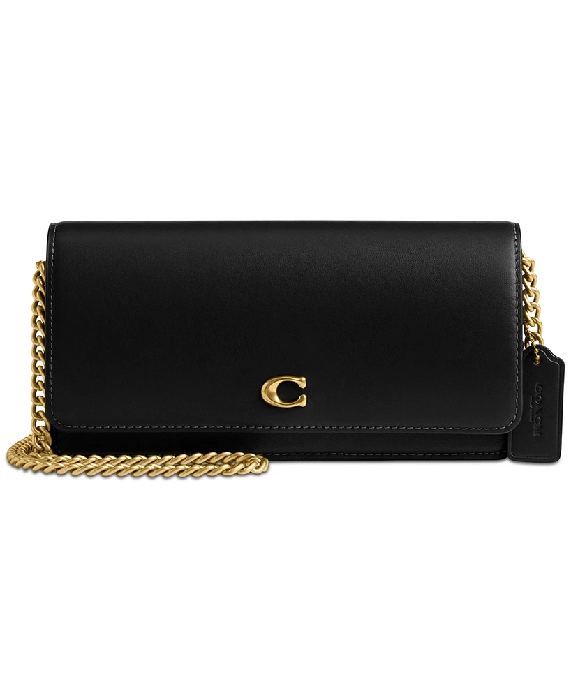 Coach Refined Leather Essential Long Wallet on Chain