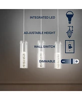 Jonathan Y Mium 21.63" 3-Light Modern Style Iron/Crystal/Glass Integrated Led Linear Pendant, Chrome
