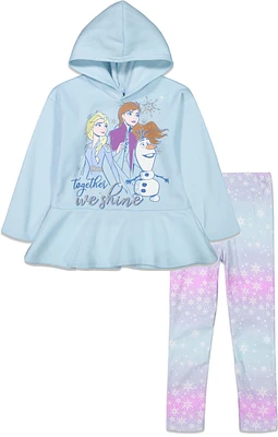 Frozen Girls Elsa Princess Anna Olaf Hoodie and Leggings Outfit Set