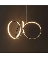 Jonathan Y Helix 24" 1-Light Contemporary Minimalist Aluminum Ribbon Integrated Led Pendant, Chrome/Silver