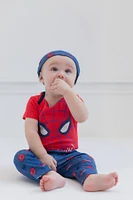 Avengers Baby Boys Bodysuit Pants and Hat 3 Piece Outfit Set