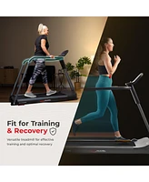 Sunny Health & Fitness Endurance Cardio Running Walking Treadmill with Extended Safety Handrails, Low-Impact, Low Wide Deck and SunnyFit App Enhanced