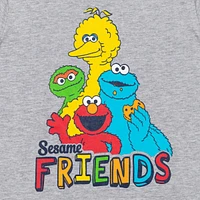 Sesame Street Boys Elmo's Book of Friends 2 Pack T-Shirts and Board Book Set to (12 Months - 7-8)