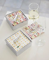 Mariposa Champagne Beaded Napkin Box Set