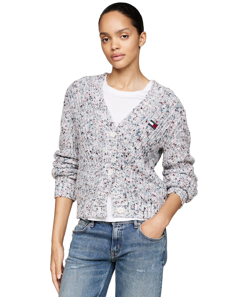 Tommy Jeans Women's Marled V-Neck Cardigan Sweater