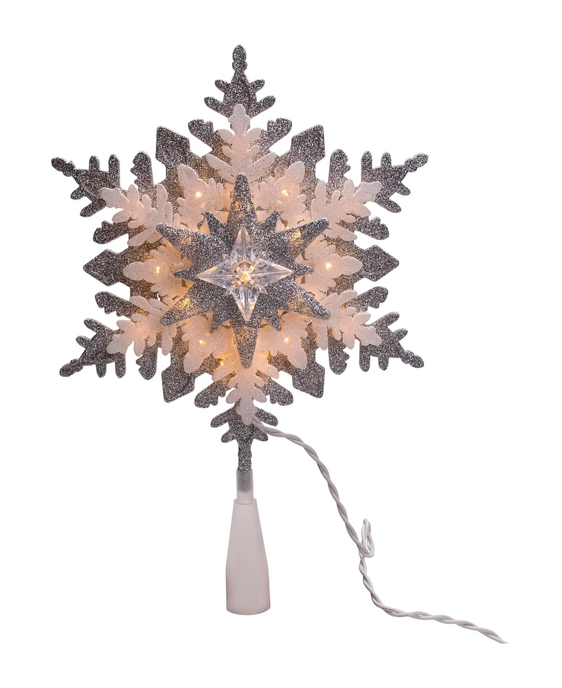 Kurt Adler Glittered Snowflake Tree Topper, 13.75 Inches