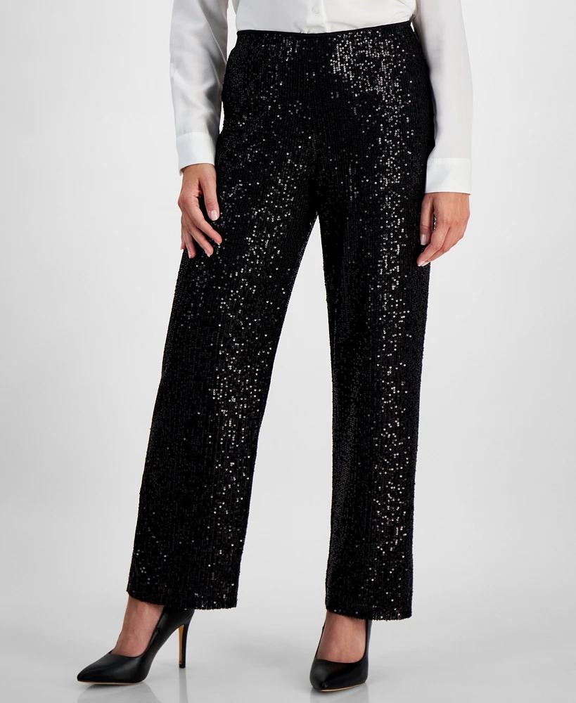 Jm Collection Petite Sequin Pull-On Pants, Created for Macy's