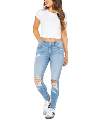 Celebrity Pink Juniors' Curvy Distressed Skinny Ankle Jeans