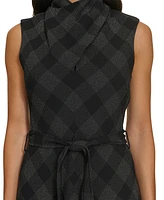 Calvin Klein Women's Mock-Neck Sleeveless Tie-Waist Dress