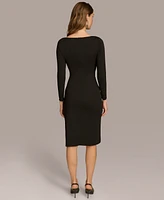 Donna Karan New York Women's Round-Neck Drape-Front Dress