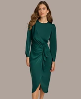 Donna Karan New York Women's Jewel-Neck Ruffle-Front Dress