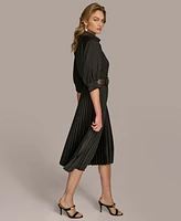 Donna Karan New York Women's Belted Pleat-Skirt A-Line Dress