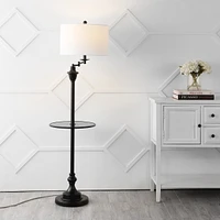 Jonathan Y Cora 60" Metal/Glass Led Side Table and Floor Lamp, Black