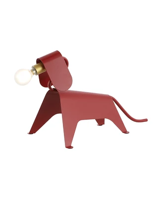 Jonathan Y Rover 10" Modern Industrial Iron Canine Led Kids' Lamp, Red