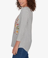 Ruby Rd. Petite Scoop Neck Happy Harvest Striped Knit Top