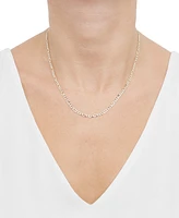 Figaro Link Two-Tone 18" Chain Necklace in Sterling Silver & 18k Gold-Plate