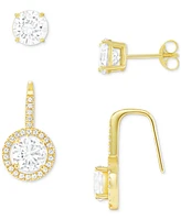 Giani Bernini 2-Pc. Set Cubic Zirconia Halo Drop & Solitaire Stud Earrings, Created for Macy's