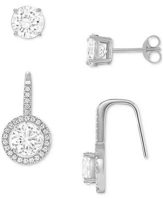 Giani Bernini 2-Pc. Set Cubic Zirconia Halo Drop & Solitaire Stud Earrings, Created for Macy's