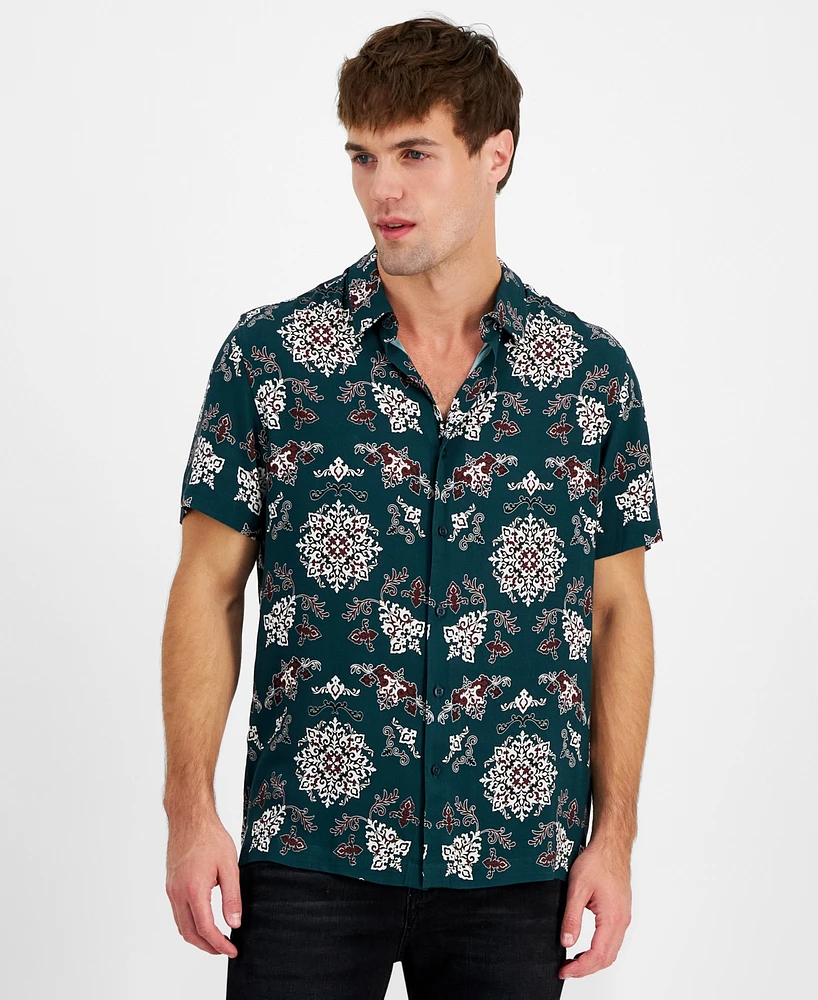 Guess Men's Paisley-Print Short-Sleeve Shirt