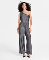 Bar Iii Women's One-Shoulder Metallic Wide-Leg Jumpsuit, Created for Macy's