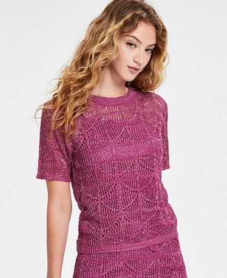 Bar Iii Women's Crochet T-Shirt, Created for Macy's