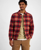 Sun + Stone Men's Benjamin Long Sleeve Snap-Front Plaid Shirt Jacket