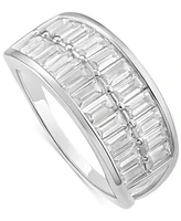 Giani Bernini Cubic Zirconia Baguette Double Row Statement Ring in Sterling Silver, Created for Macy's