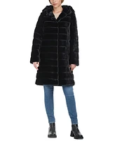 Jones New York Women's Grooved Faux-Fur Hooded Coat