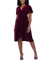 Jessica Howard Petite Velvet Faux-Wrap Midi Dress