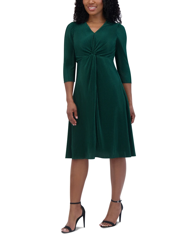 Jessica Howard Petite Twist-Front 3/4-Sleeve Midi Dress