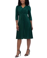 Jessica Howard Petite Twist-Front 3/4-Sleeve Midi Dress