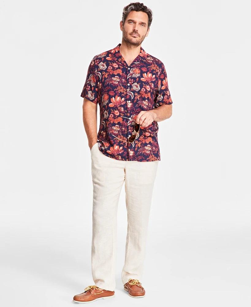 Club Room Men's Floral Silk-Blend Short-Sleeve Button-Down Shirt, Created for Macy's