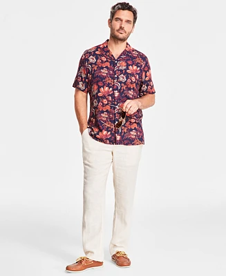 Club Room Men's Floral Silk-Blend Short-Sleeve Button-Down Shirt, Created for Macy's