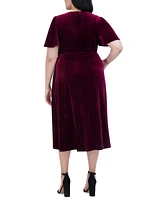 Jessica Howard Plus Velvet Faux-Wrap Midi Dress