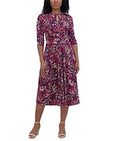 Jessica Howard Petite Printed Keyhole Midi Dress