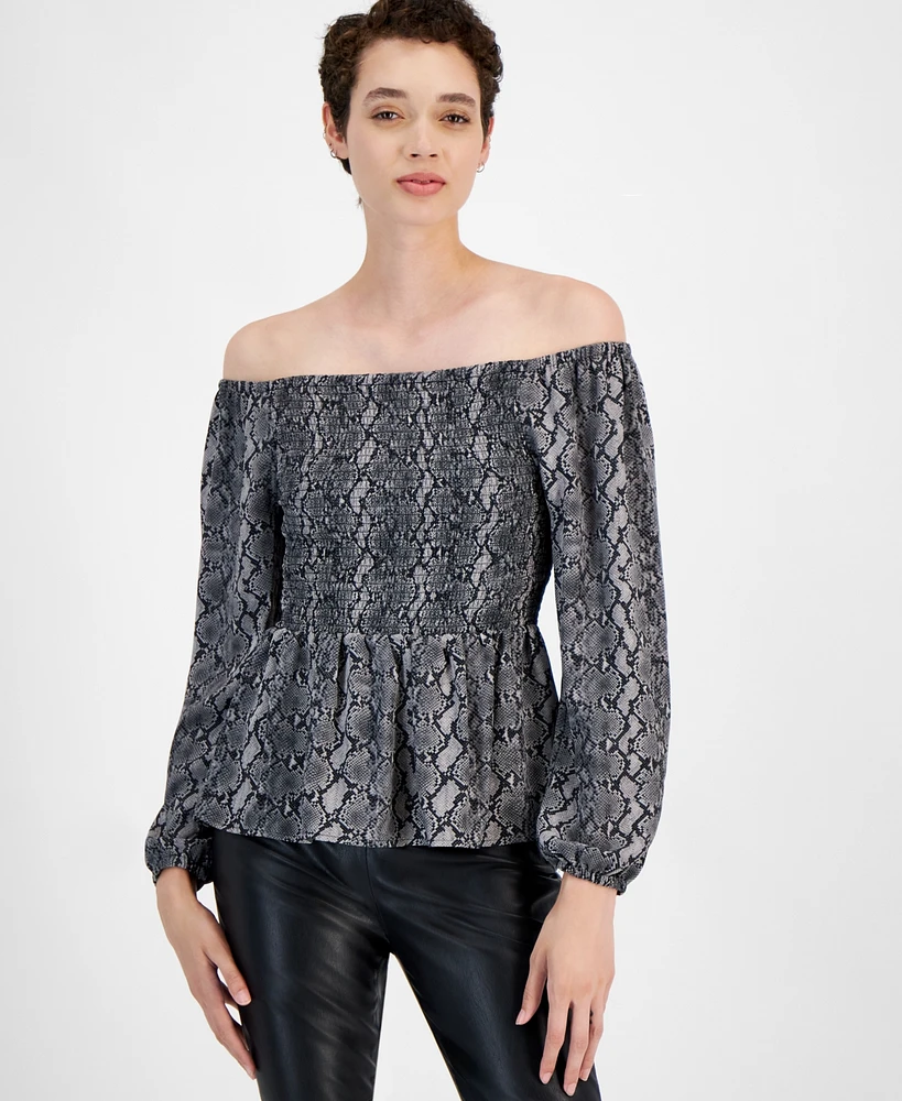 Michael Kors Women's Smocked Off-The-Shoulder Top