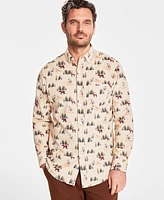 Club Room Men's Wild Forest Print Corduroy Long-Sleeve Button-Down Shirt, Created for Macy's