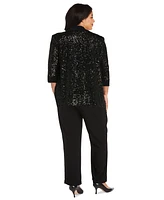 R & M Richards Plus Sequined Sleeveless Top, Open-Front Jacket Pants Set