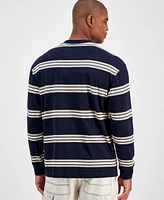 Hugo Boss Men's Nistriplo Relaxed Fit Striped Long Sleeve Crewneck T-Shirt