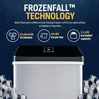 Newari Countertop Clear Ice Maker, 40 lbs. of Ice a Day with Easy to Clean Bpa-Free Parts, Perfect for Cocktails, Scotch, Soda and More