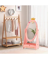 Costway Kids Full Length Mirror Free-Standing 360° Dressing Wooden Princess