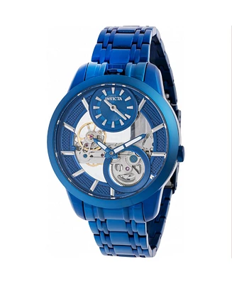 Invicta Men's 44331 Objet D Art Mechanical 2 Hand Silver, Blue Dial Watch