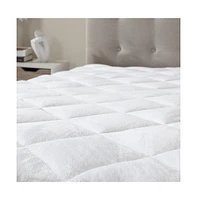 Circles Home Circleshome Double Puff Microfiber Fleece Mattress Pad White