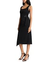 Donna Morgan Women's Belt-Wrap Square-Neck Midi Dress