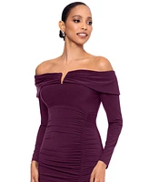 Xscape Women's Off-The-Shoulder Long-Sleeve Jersey Gown